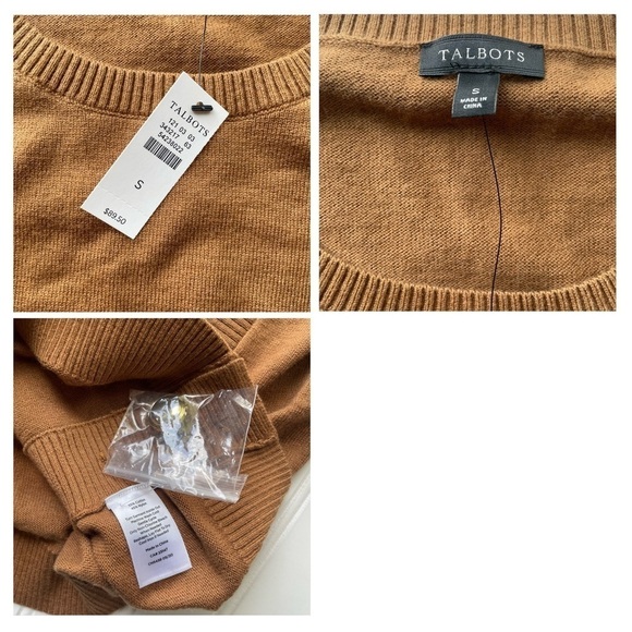 Talbots Side Button Sweater Crew Neck Sweater Chestnut Brown Size Small NWT - Picture 7 of 10